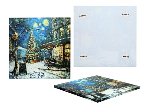 Kpl. 4 podkładek szklanych - inspirowane malarstwem van Gogha, Świąteczna noc (CARMANI)