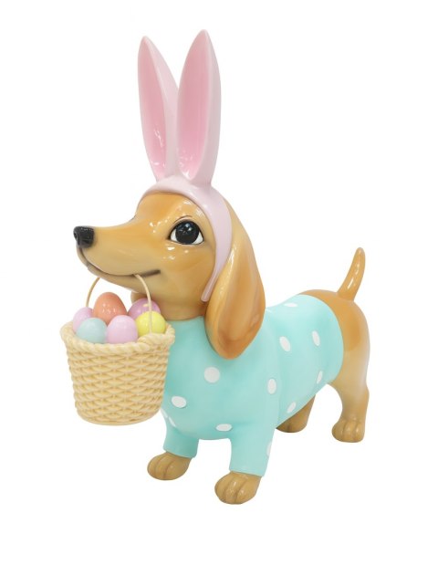 PIESEK CERAMICZNY Z KOSZYCZKIEM I USZAMI KRÓLIKA