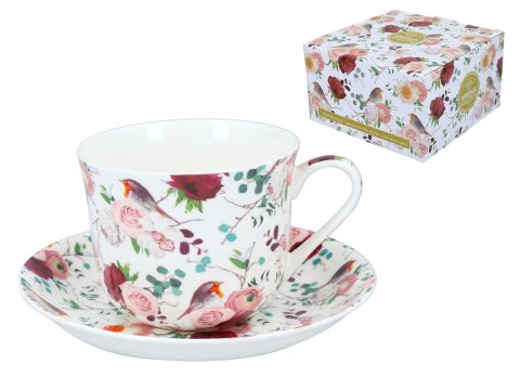 Filiżanka śniadaniowa ze spodkiem - Bird bouquet (FBCh)