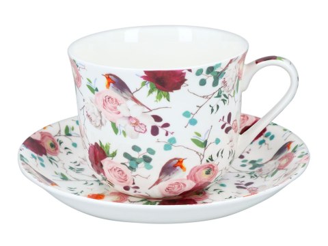Filiżanka śniadaniowa ze spodkiem - Bird bouquet (FBCh)