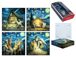 Kpl. 4 podkładek szklanych - inspirowane malarstwem van Gogha, Boże Narodzenie (CARMANI)