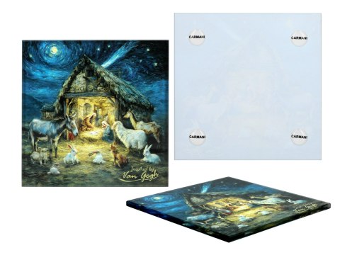 Kpl. 4 podkładek szklanych - inspirowane malarstwem van Gogha, Boże Narodzenie (CARMANI)