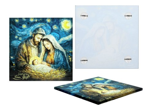 Kpl. 4 podkładek szklanych - inspirowane malarstwem van Gogha, Boże Narodzenie (CARMANI)
