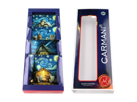 Kpl. 4 podkładek szklanych - inspirowane malarstwem van Gogha, Boże Narodzenie (CARMANI)