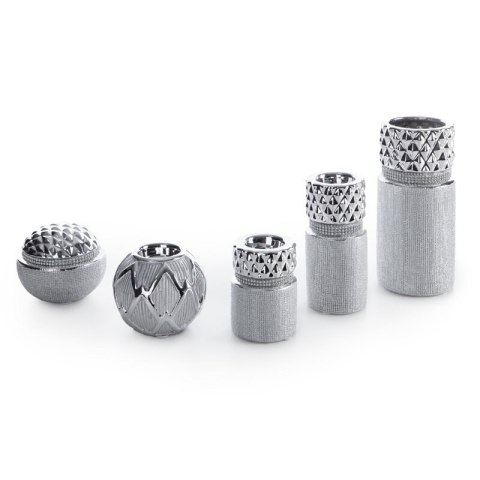 ŚWIECZNIK DEKORACYJNY SAELA (01) O 10 X 10 CM SREBRNY