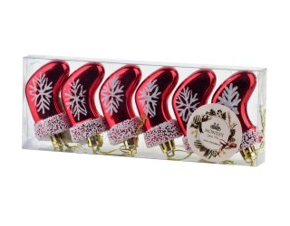 SANTA LILA Komplet 6 bombek Skarpeta Mikołaja 1,5x7,5x4 cm
