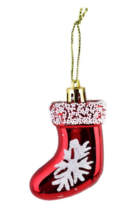 SANTA LILA Komplet 6 bombek Skarpeta Mikołaja 1,5x7,5x4 cm