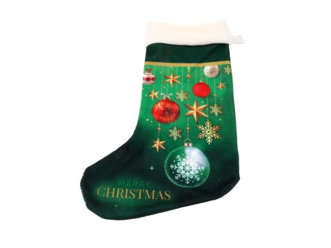 Skarpeta świąteczna, mała - Merry Christmas, zielona (CARMANI)
