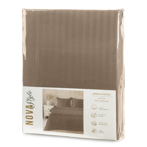 KOMPLET POŚCIELI SATYNOWEJ VERA 220 X 200 CM BRĄZOWY