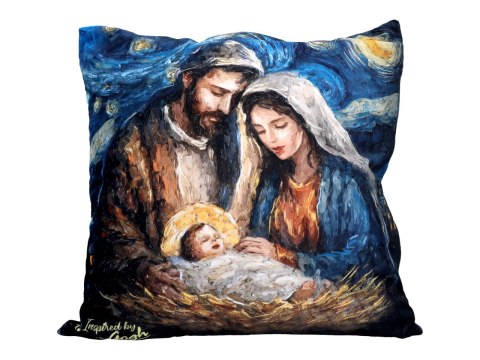 Poduszka z wypełnieniem/suwak - insp. malarstwem van Gogha, Boże Narodzenie (CARMANI)