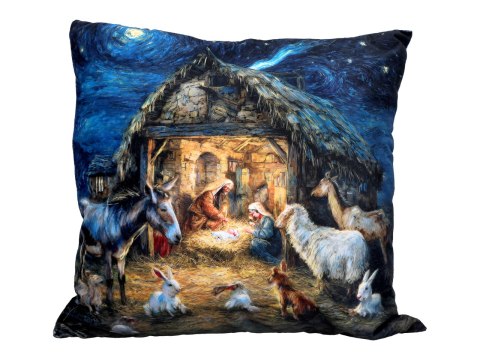 Poduszka z wypełnieniem/suwak - insp. malarstwem van Gogha, Boże Narodzenie (CARMANI)