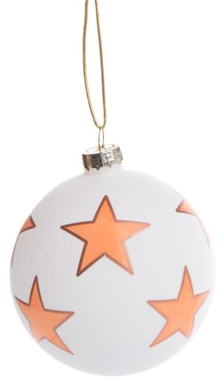 BOMBKA SZKLANA BIAŁA Z GWIAZDKAMI
