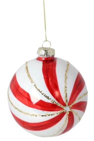 BOMBKA SZKLANA BIAŁO-CZERWONA MAŁA DISPLAY