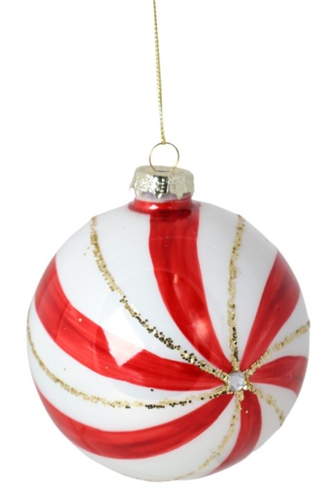 BOMBKA SZKLANA BIAŁO-CZERWONA MAŁA DISPLAY