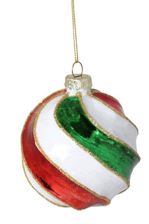 BOMBKA SZKLANA BIAŁO-CZERWONO-ZIELONA DISPLAY