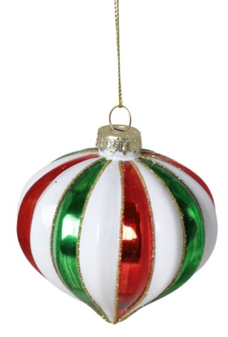 BOMBKA SZKLANA BIAŁO-CZERWONO-ZIELONA DISPLAY