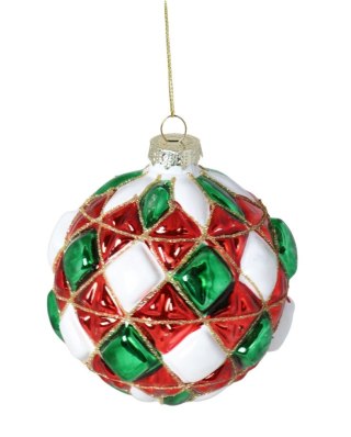 BOMBKA SZKLANA BIAŁO-CZERWONO-ZIELONA DISPLAY