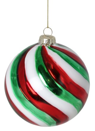 BOMBKA SZKLANA BIAŁO-CZERWONO-ZIELONA DUŻA DISPLAY