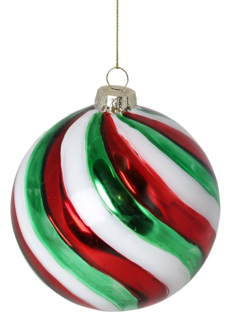 BOMBKA SZKLANA BIAŁO-CZERWONO-ZIELONA DUŻA DISPLAY