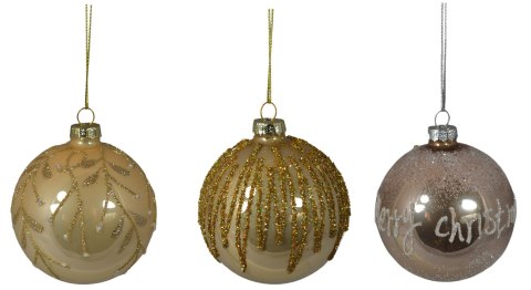 BOMBKA SZKLANA BIAŁO-ZŁOTA MIX 3 KOLORY DISPLAY