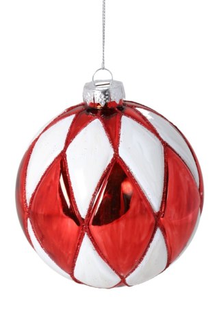 BOMBKA SZKLANA CZERWONO-BIAŁA MAŁA DISPLAY