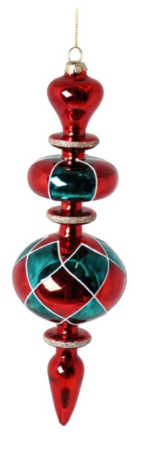 BOMBKA SZKLANA CZERWONO-ZIELONA DUŻA