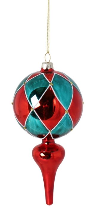 BOMBKA SZKLANA CZERWONO-ZIELONA DUŻA