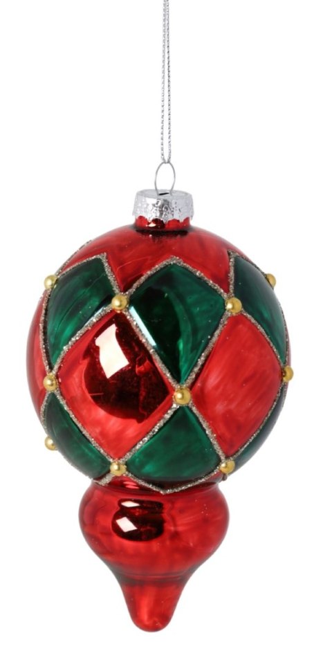 BOMBKA SZKLANA CZERWONO-ZIELONA
