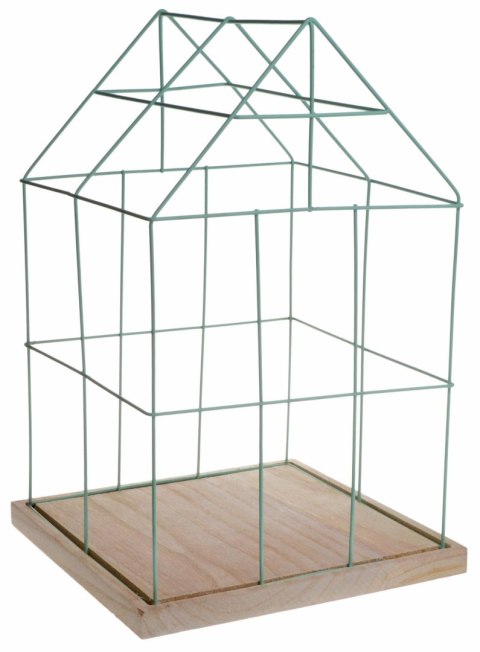 DOMEK ZIELONY NA DREWNIANEJ PODSTAWIE DUŻY*