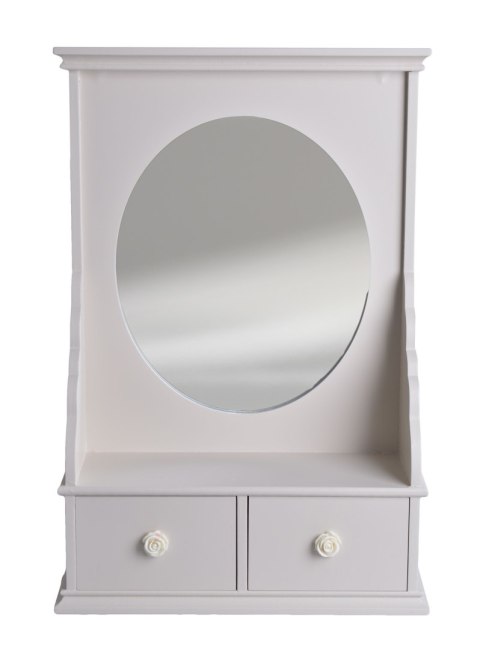 DREWNIANA BEŻOWA TOALETKA Z LUSTREM I SZUFLADKAMI