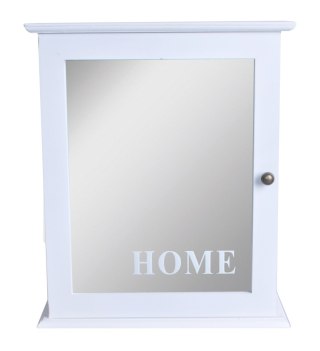 DREWNIANA BIAŁA SZAFKA Z LUSTERKIEM HOME