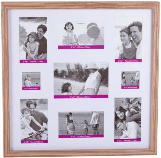 DREWNIANA RAMKA KWADRATOWA NA 9 ZDJĘĆ