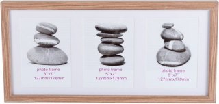 DREWNIANA RAMKA PODŁUŻNA NA 3 ZDJĘCIA