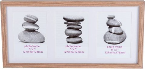 DREWNIANA RAMKA PODŁUŻNA NA 3 ZDJĘCIA