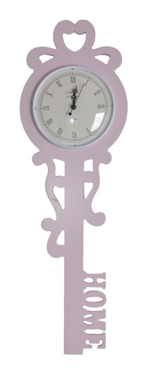 DREWNIANY KLUCZ Z ZEGAREM RÓŻOWY