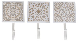 DREWNIANY WIESZAK BEŻOWO-BIAŁY 3 WZORY