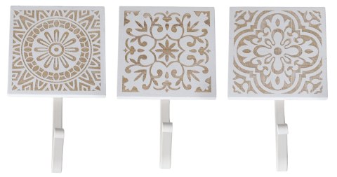 DREWNIANY WIESZAK BEŻOWO-BIAŁY 3 WZORY