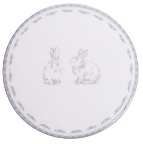 PODKŁADKA POD GORĄCE NACZYNIE BIAŁO-SZARA Z ZAJĄCZKAMI