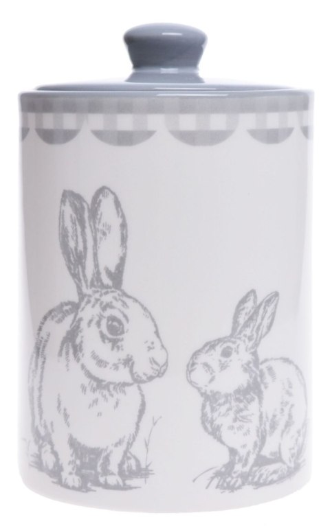 POJEMNIK BIAŁO-SZARY Z ZAJĄCZKAMI ŚREDNI