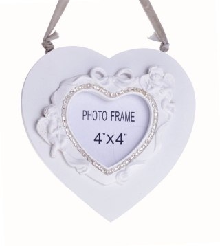 RAMKA DREWNIANA SERDUSZKO Z ANIOŁKAMI NA ZDJĘCIE