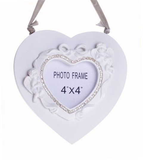 RAMKA DREWNIANA SERDUSZKO Z ANIOŁKAMI NA ZDJĘCIE