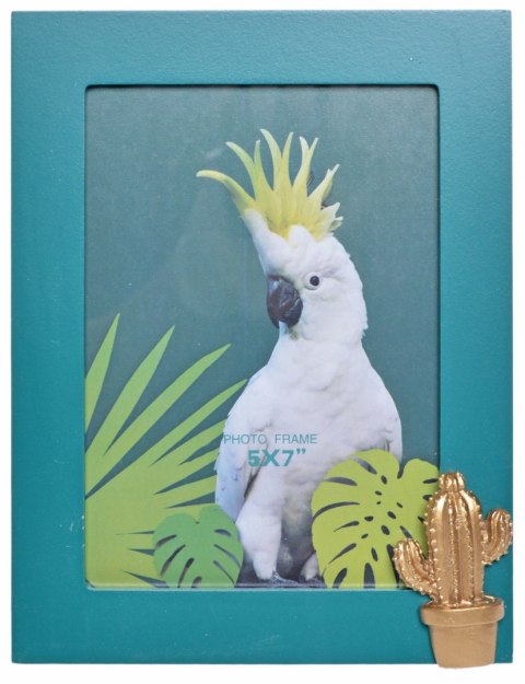 RAMKA NA ZDJĘCIE MDF ZIELONA Z KAKTUSEM