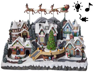 ŚWIĄTECZNE MIASTECZKO LED Z POCIĄGIEM I ZASILACZEM