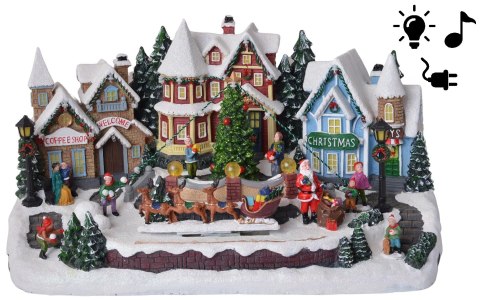 ŚWIĄTECZNE MIASTECZKO LED Z RENIFERAMI I ZASILACZEM