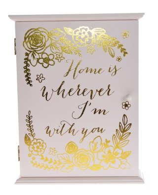 SZAFKA NA KLUCZE DREWNIANA ZE ZŁOTYMI NAPISAMI