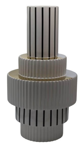 WAZON CERAMICZNY BIAŁO-CZARNO-ZŁOTY