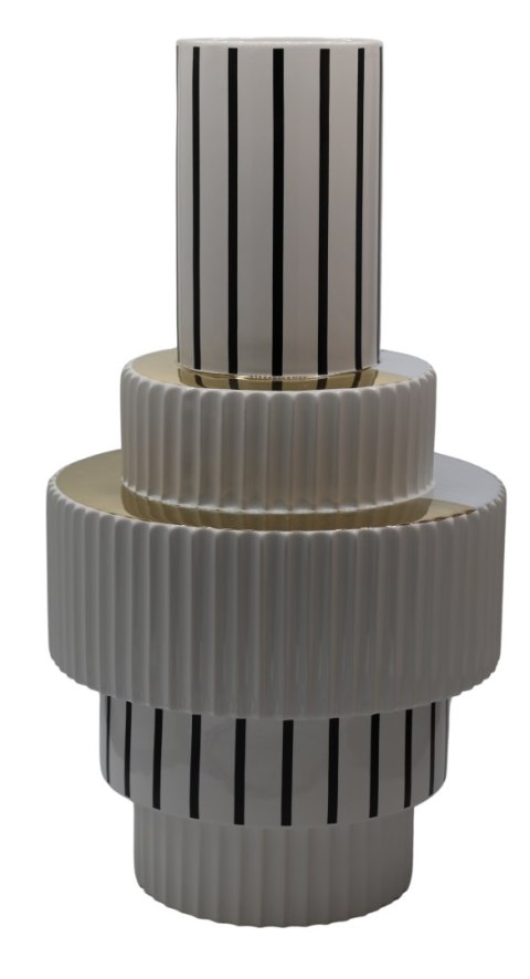 WAZON CERAMICZNY BIAŁO-CZARNO-ZŁOTY