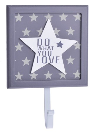 WIESZAK DREWNIANY CIEMNOSZARY W GWIAZDKI