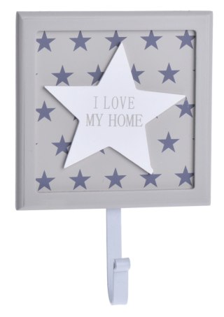 WIESZAK DREWNIANY JASNOSZARY W GWIAZDKI 13.3*19*4CM