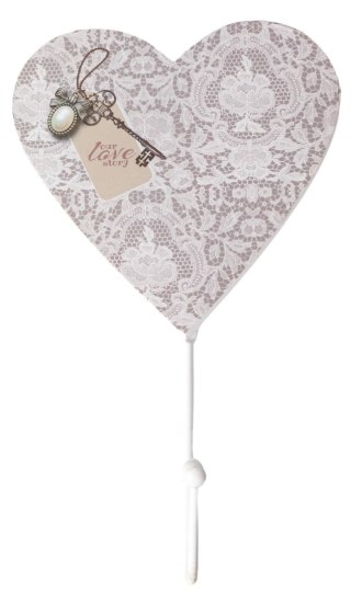WIESZAK DREWNIANY SERCE Z KORONKĄ